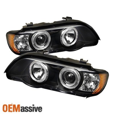 Fits Black 01-03 BMW E53 X5 Sport SUV Dual Halo Projector Headlights Lamps Pair
