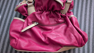 Kathy Van Zeeland Metallic Berry & Champagne Ruched Shoulder Bag