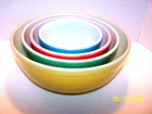 VTG. PYREX Primary Colors Nesting Mixing Bowls UNNUMBERED Early Series Glossy