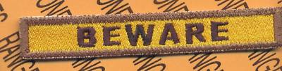 180th Armored ''BEWARE'' TANK TAB patch