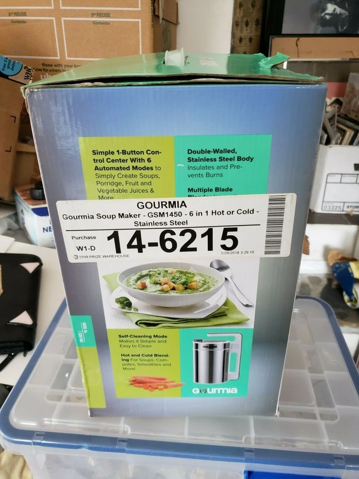 Sopa automática Gourmia Souter Chef 6 em 1 sopa quente ou fria GSM1450 NOVA NA CAIXA! - Imagem 2 de 3