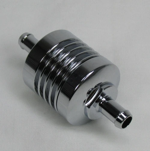 Chrome Billet Aluminum Hi-FLOW Motorcycle Fuel Filter 5/16" ID Hose Line Harley