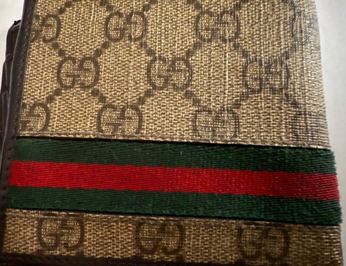 GUCCI GG Supreme Canvas & Leather Bi-Fold Brown Wallet Made in Italy AUTHENTIC - Picture 10 of 11