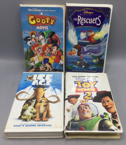 Disney VHS Movies, Goofy, The Rescuers, Ice Age, Toy Story 2