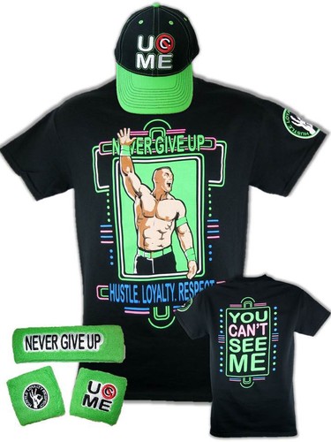 John Cena all'Da Uomo Neon Verde Costume Cappello T-shirt Braccialetti |  eBay