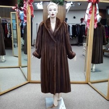 Natural Letout Female Demi Buff Mink Fur 52" Coat - Size 18