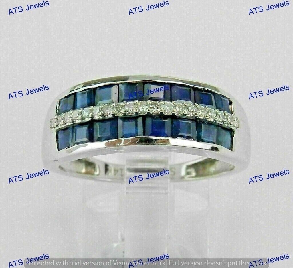 2.00 CT Lab-Created Sapphire Wedding Band in 925 Sterling Silver Size 8.5-image