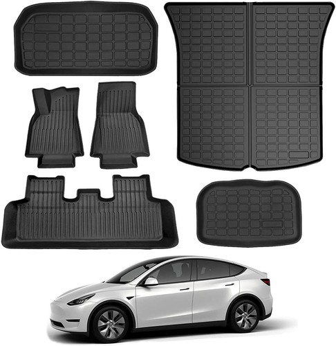 Buy 2020 2022 Tesla Model Y Floor Mats Full Set 5 Seater KIKIMO Design 