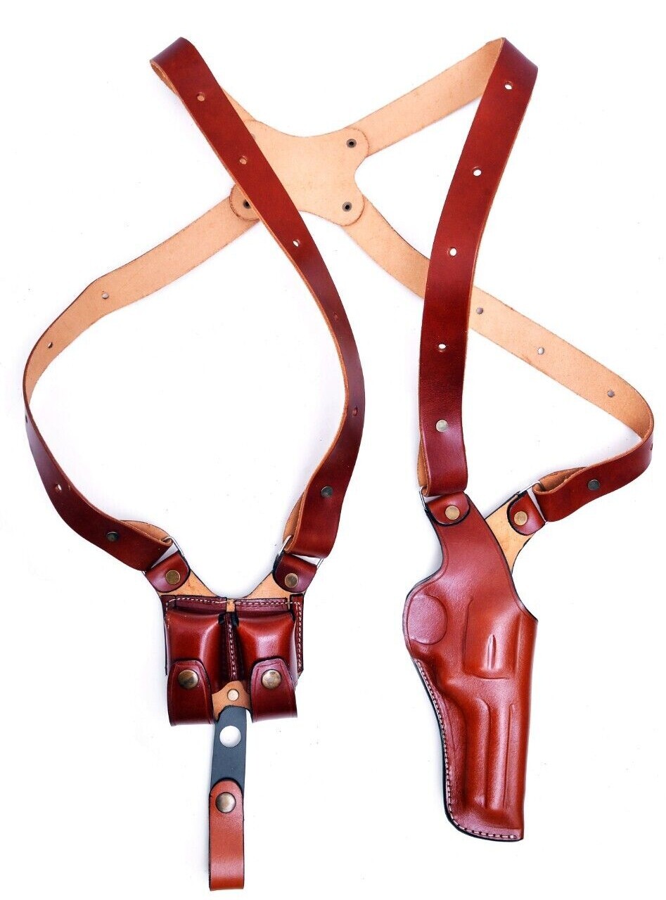 Leather Shoulder Holster Fits Ruger GP100, SP101 - Double Magazine