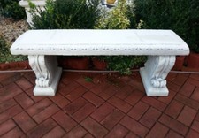 Gartenbank Dekor "Blatt" Steinguss,47 cm Parkbank Steinbank Gartendeko Skulptur