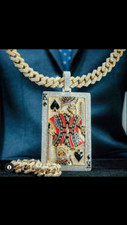 18Ct Moissanite Spades Poker Cards Necklace 925 Sterling Silver Pass Tester