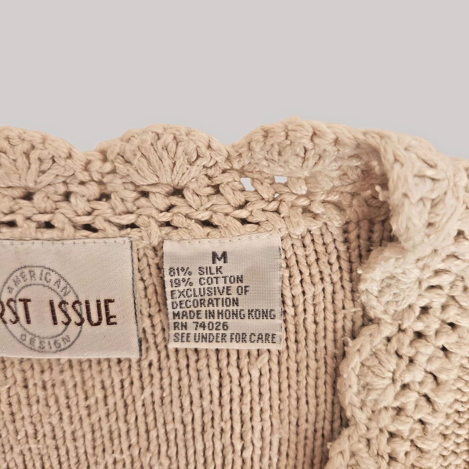 De Colección Suéter Mujer Seda Algodón Cuentas Cárdigan M Cottage Core Hippie Swiftie Y2K Foto 4 de 4