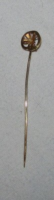 Épingle à Chapeau Ou Cravate En Or 18 Carats, Ancienne 19ème Siècle - Avec Perle Et Fleur