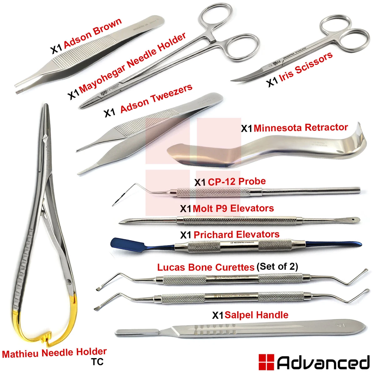 Premium Dental Implant Surgery Instruments Kit Periodontal Scalpel BP Handle Set