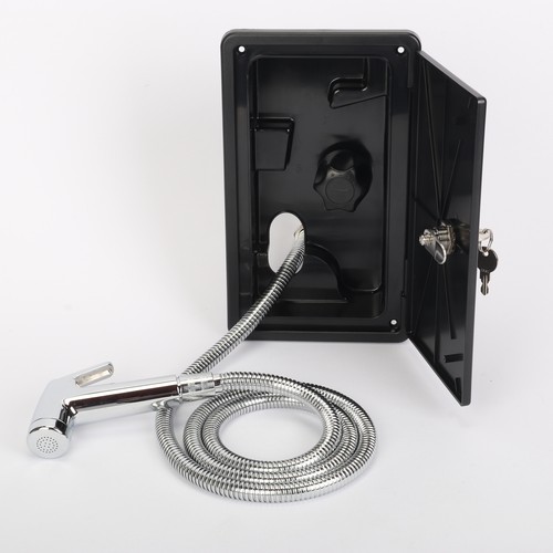 Caravan RV Exterior Shower Box Kit with Lock Faucet Hose Motorhome