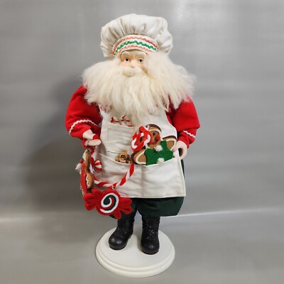 Baker Santa Claus Porcelain Figurine Candy Shop Chef 19'' Red White Gingerbread