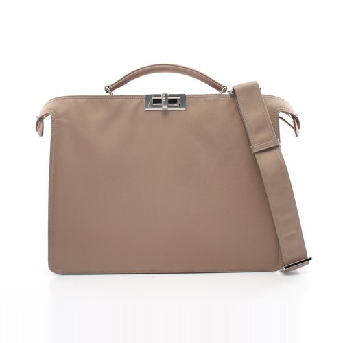 【Bag】FENDI Peekaboo Isee You Medium Handbag Nylon Gray Beige 2WAY From Japan