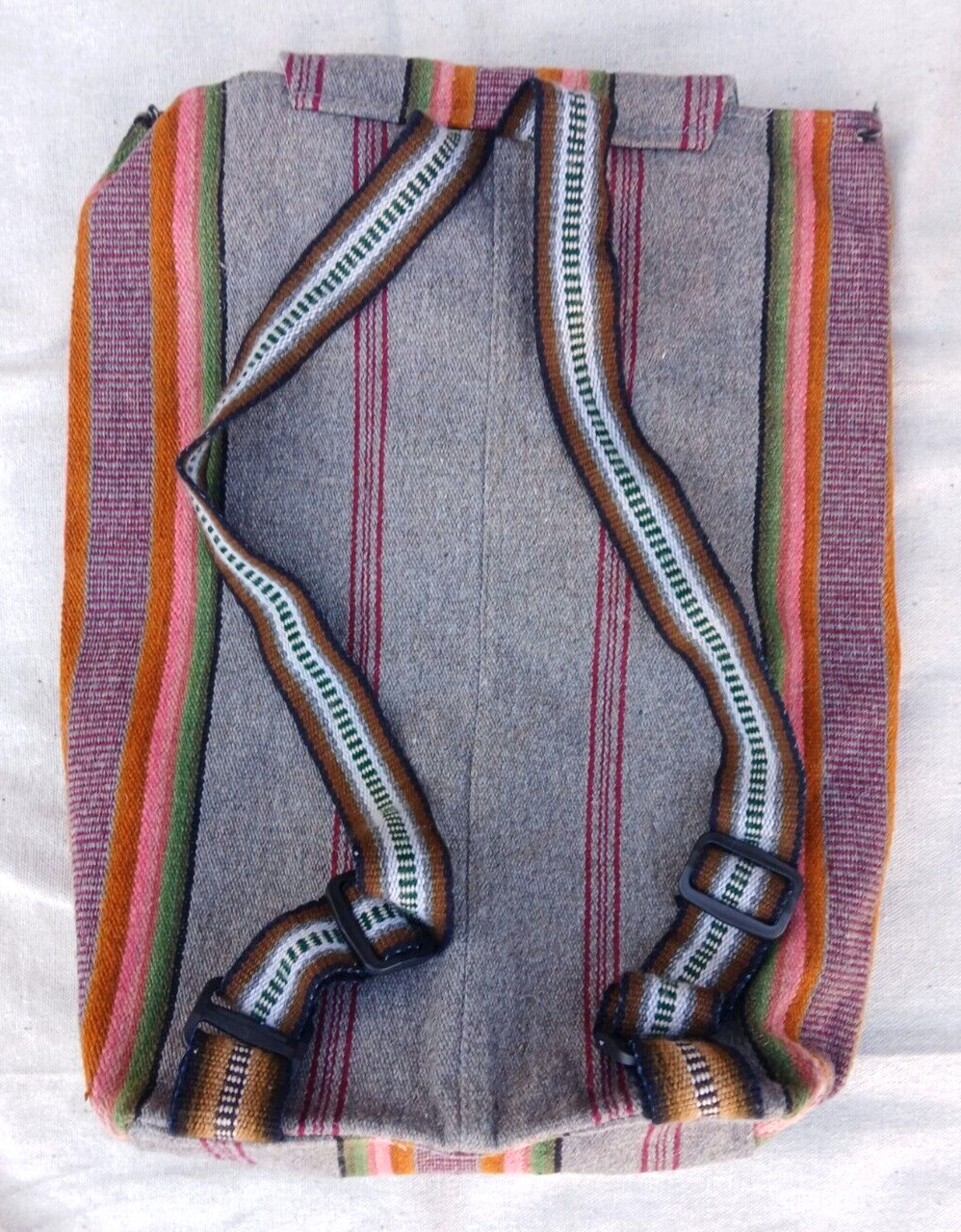 Large Gray Wool Handmade Peruvian Lightweight Bac… - image 2