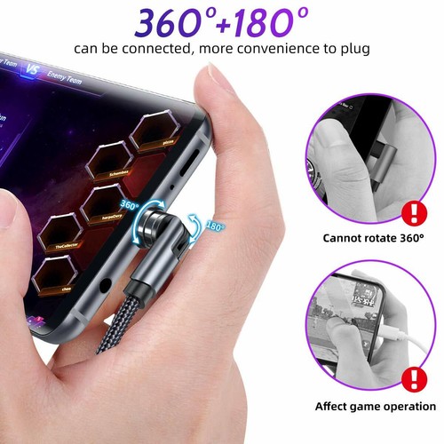 360+180° 3 in 1 Magnetic Fast Charging Charger Cable For Type C Micro USB iPhone - Photo 4 sur 19