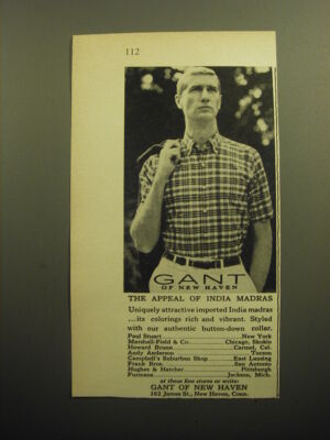1958 Gant of New Haven Shirts Ad - The Appeal of India Madras