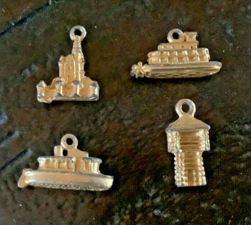 Vintage Walt Disney Productions Gold-tone Charms Theme Park Souvenir-F