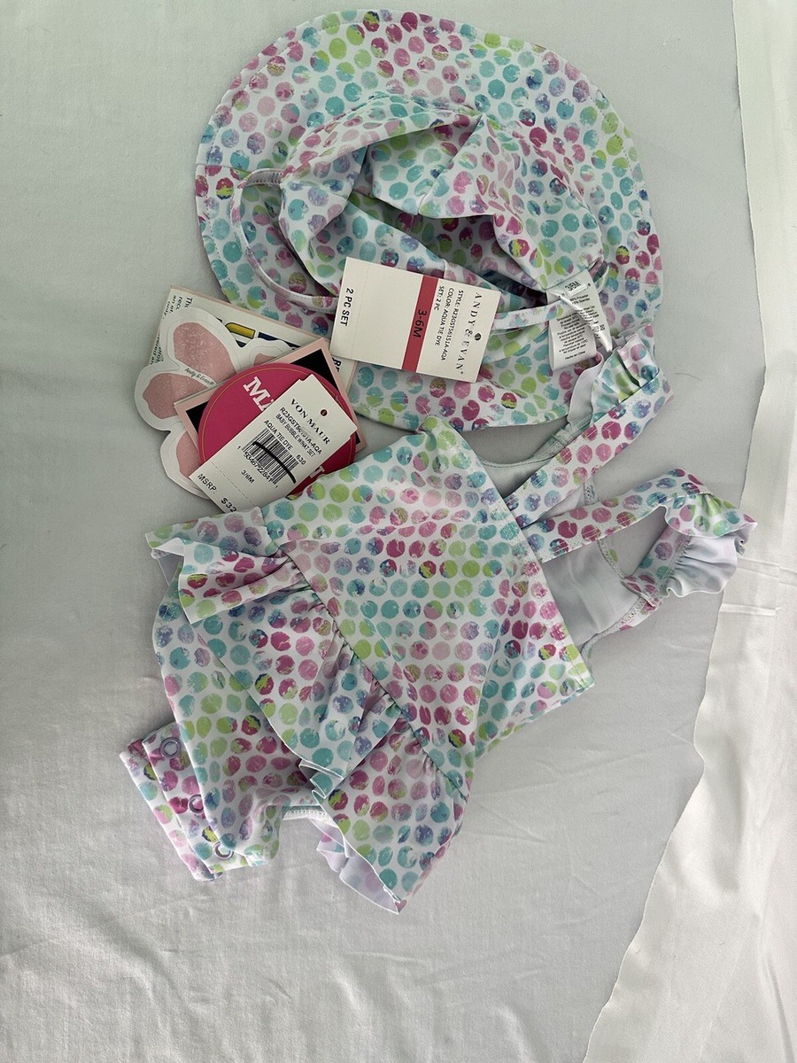 Andy Evan Baby Girl 3-6 Months Bathing Suit Swim Hat NWT $32