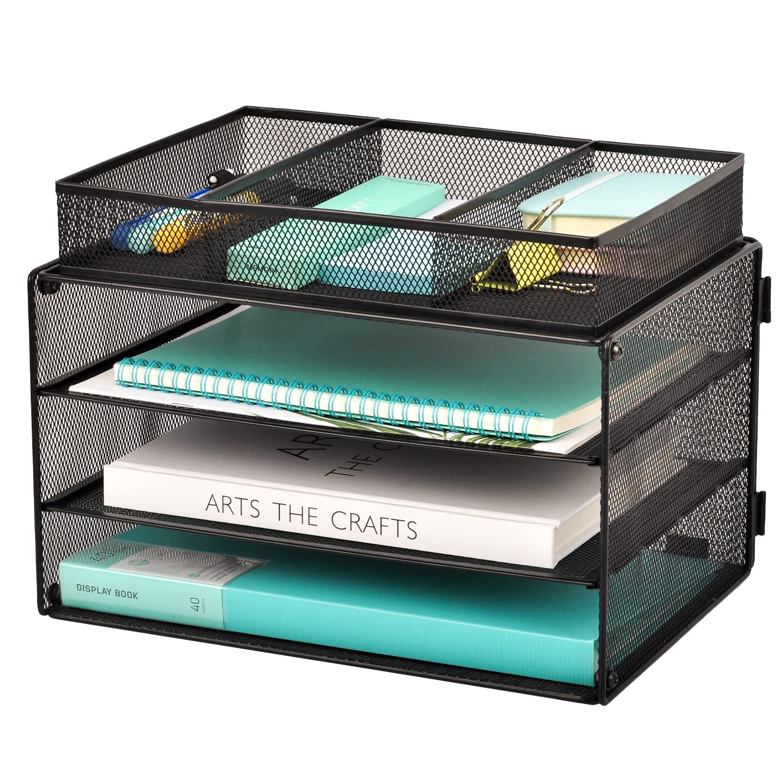 3-Tier Mesh Paper Organizer Tray for Desk Files & Letters-image