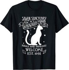 NEW Witch Salem Sanctuary For Wayward Black Cats 1692 Gift T-Shirt - MADE IN USA