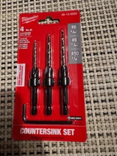 NEW Milwaukee 48-13-5003 Drill Bit COUNTERSINK Set OF 4, SEALED