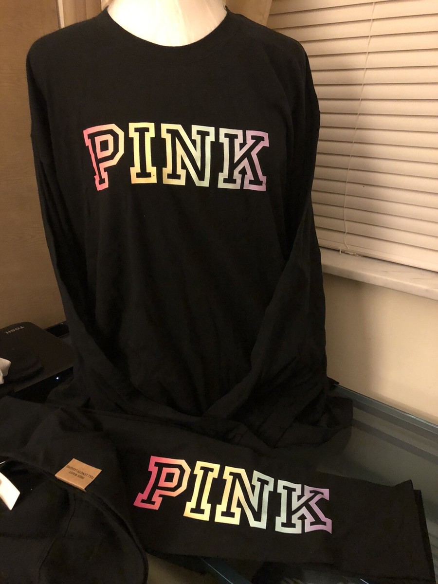 Set Victoria's Secret PINK Cool & Comfy - Sweat-shirt Oversize Et Leggings Taille L - Bleu, Neuf Avec étiquettes