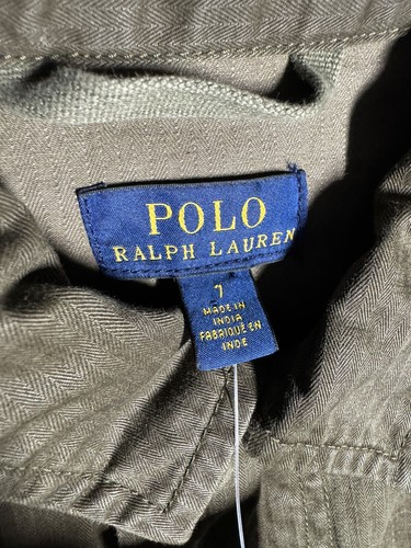 Polo Ralph Lauren Military Twill Jacket BOYS Size 7 USA Flag Patch Full Zip - Picture 7 of 15