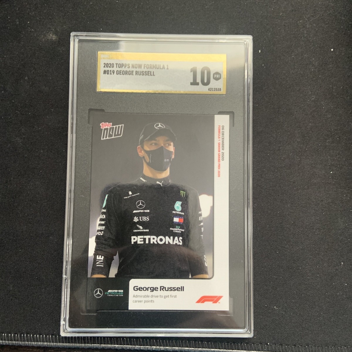 GEORGE RUSSELL 2020 TOPPS NOW FORMULA 1 F1 19 SGC 10 GOLD LABEL 