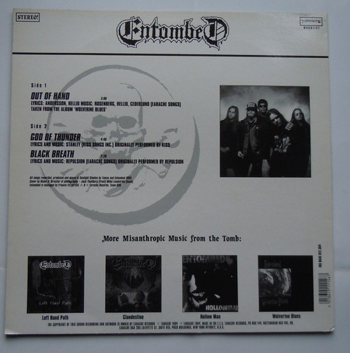 Entombed Out Of Hand 12" (1994) - Picture 2 of 3