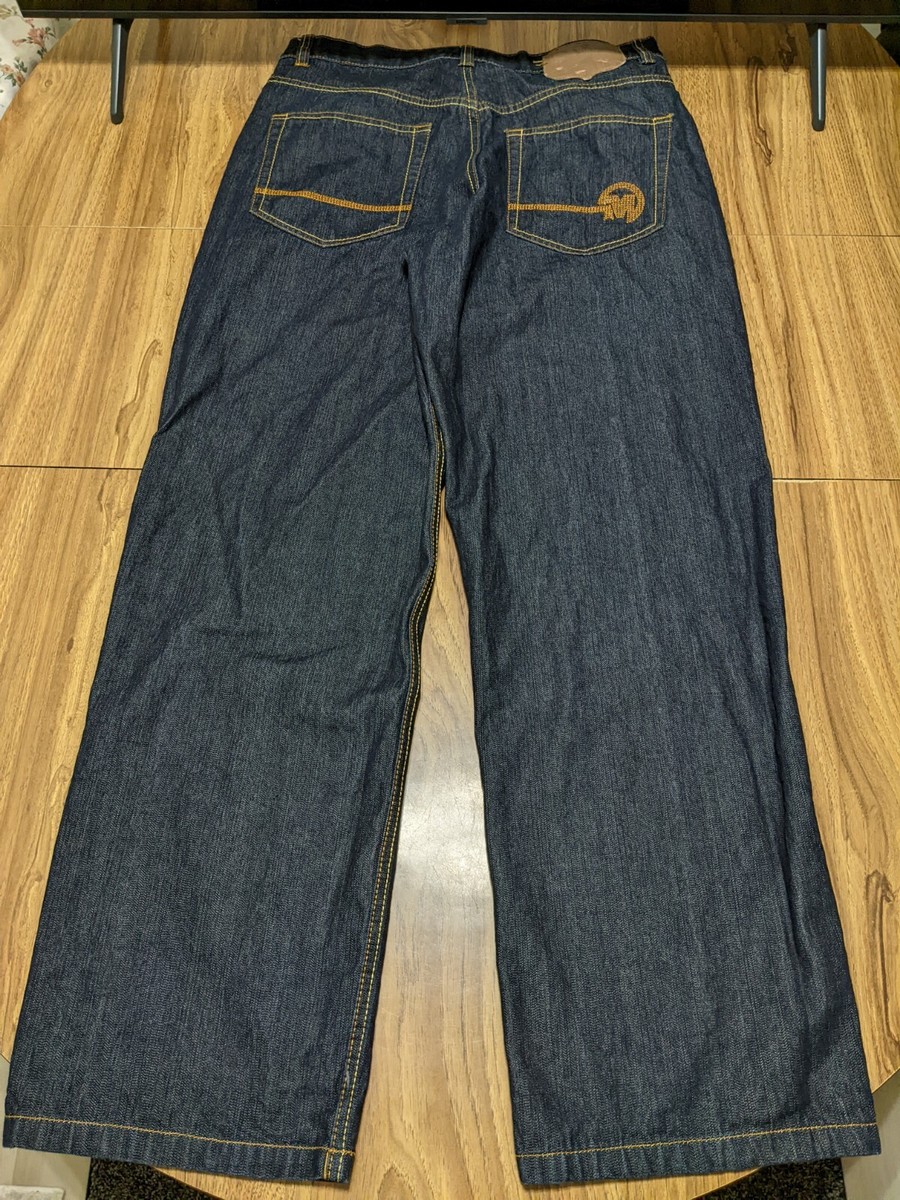 Vintage Mecca USA Men's Embroidered Jeans Blue Size 36x34