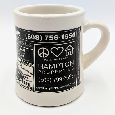 508 Area Code Worcester Advertising Coffee Mug Stoneware Restraunt Diner Vintage