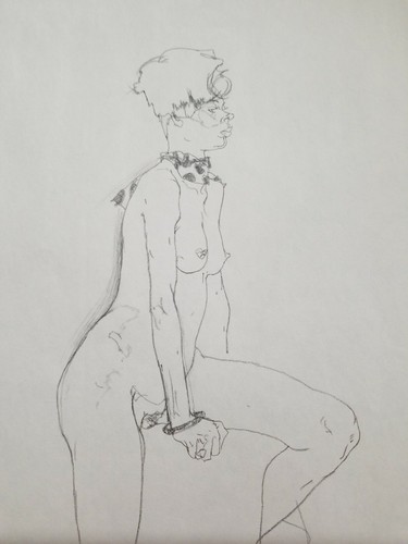 African American NUDE ART MODELING by JOSEPH RENTSCHER Pencil Drawing 1970's - Picture 11 of 11