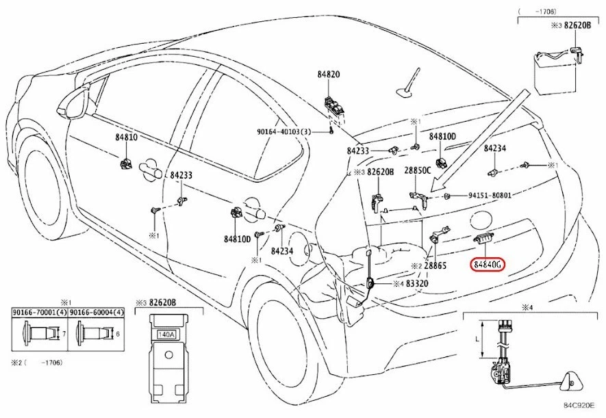 CONJUNTO INTERRUPTOR TOYOTA OEM, ABRIDOR PUERTA TRASERA 84840-28040 para PRIUS LEXUS LX570 Foto 3 de 4