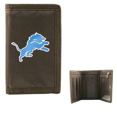 Detroit Lions Wallet Black Nylon Tri-Fold Pocket NFL Official Merch