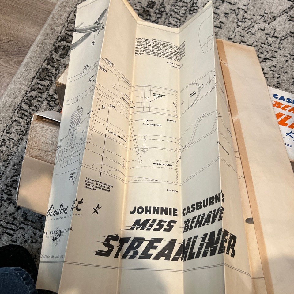 Miss Behave Streamliner U-control model airplane kit Jim Walker Patent ...