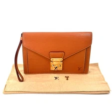 LOUIS VUITTON Sellier Dragonne Clutch Hand Bag Epi Leather Brown Authentic