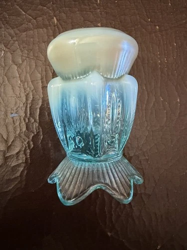 Fenton Blue Opalescent Cactus Toothpick Holder