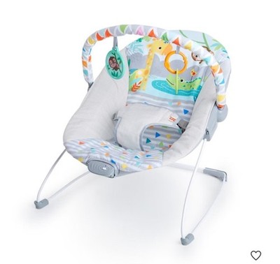 Bright Starts Vibrating Infant Baby Bouncer with Toy Bar, Safari Fun NEW