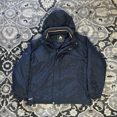 Vintage 90s Nike ACG Navy Windbreaker Fit Storm Hooded Jacket Size Mens Medium