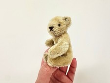 Vintage Steiff Miniature Teddy Bear blonde Posable Mohair Teddy 3 West Germany