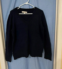 LOFT Women's Navy Blue V-Neck Long Sleeve Knit Sweater Size M New w/o tag