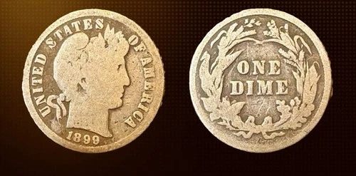 1899-P Barber Dime GOOD (G). 90% Silver. Better Date. See My Other Listings!