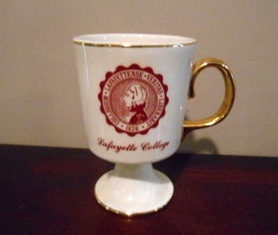 Vintage Lafayette College Pedestal Coffee Mug with Gold Handle