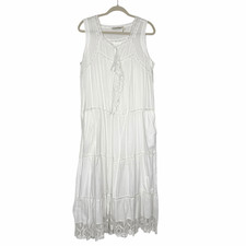 Soft Surroundings Mid Dress Large White Lace Embroidery Tiered Layered Maxi boho