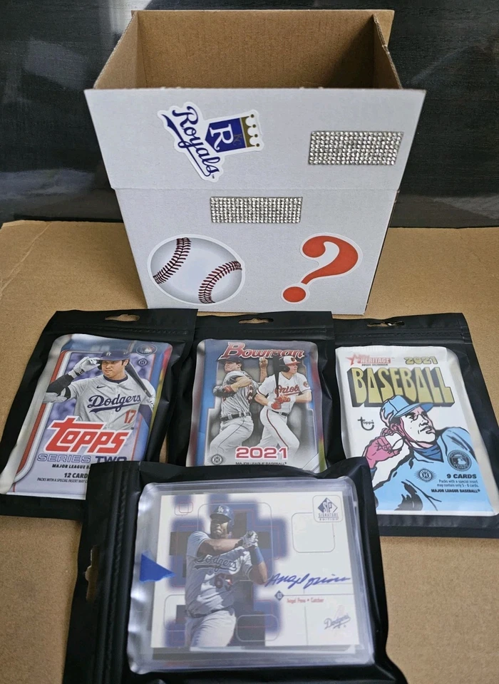 Caja misteriosa de diamantes de béisbol, 5 paquetes de pasatiempos sellados, 3 auto/reliquias, pegatinas, más Foto 3 de 4