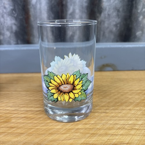 4 Vtg Crisa Corelle Sunflower Juice Glasses Sunsations Farmhouse Cottage Core - Picture 3 of 10